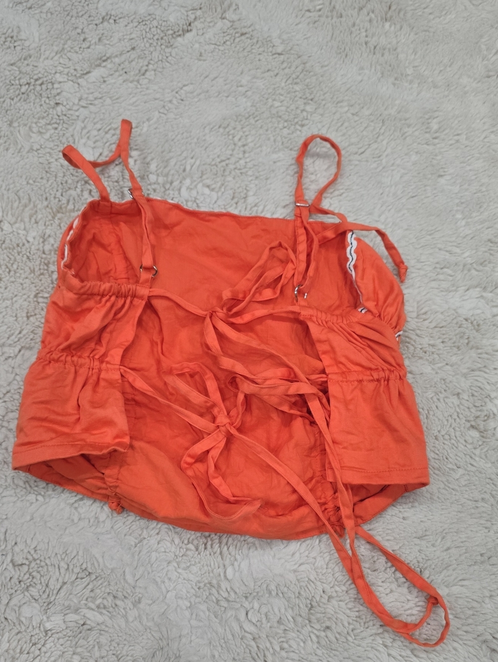 Women's Orange Tie-Front Spaghetti Strap Camisole